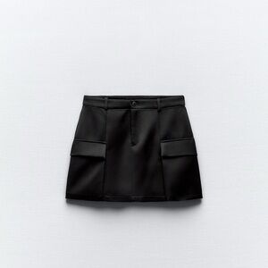 Zara Satin Effect Cargo Mini Skirt